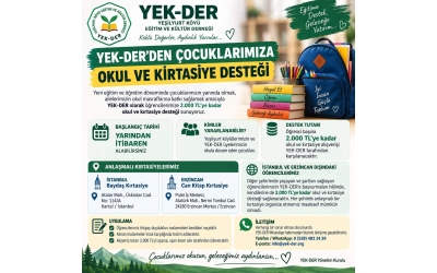 YEK-DER’DEN ÇOCUKLARIMIZA OKUL VE KIRTASİYE DESTEĞİ