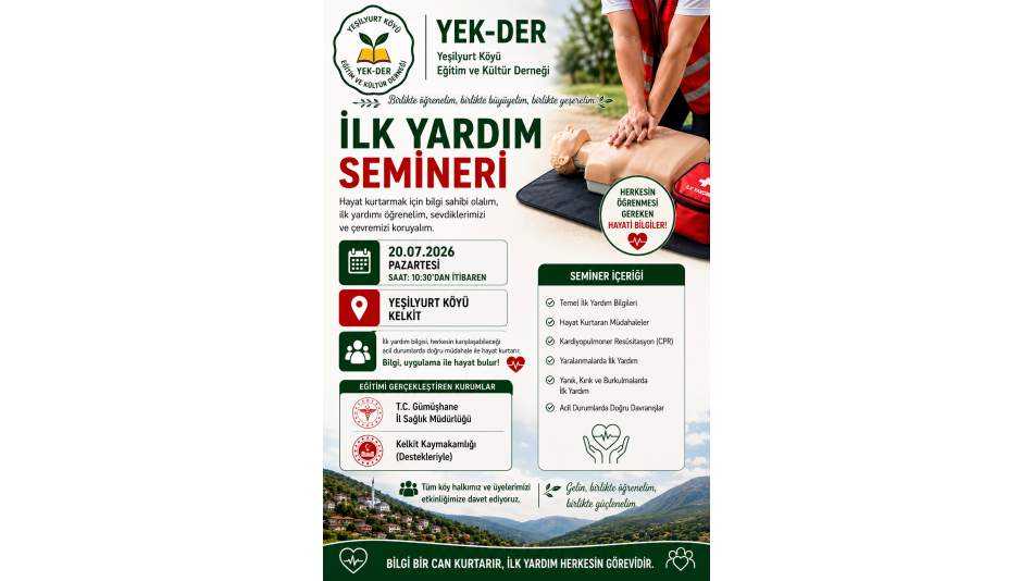 İlk Yardım Semineri ve İlk Yardım Çantası Temini